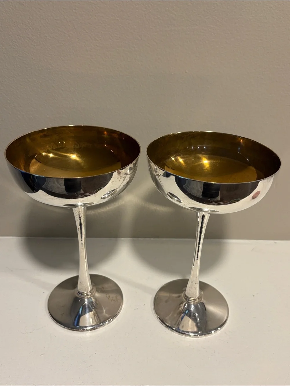 VTG Eales 1779 SilverPlate Champagne Coupes/Goblets Set of 2 - 6.25